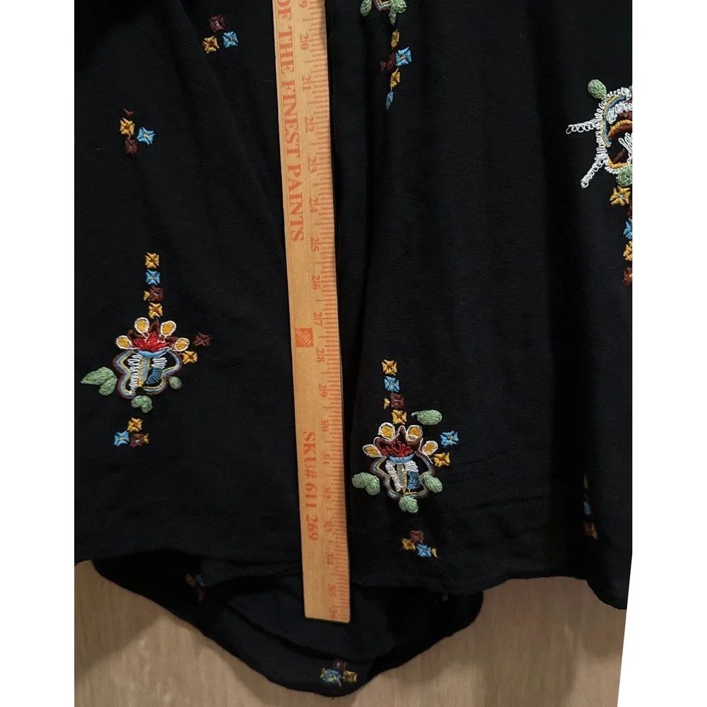 Free People Black Oxford Embroidered Cutout Back Mini Dress Boho Size Small